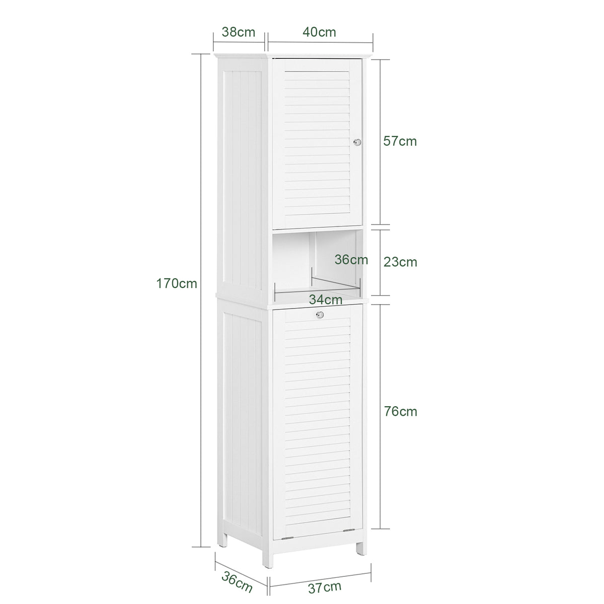 SoBuy BZR124-W Colonne de Salle de Bain avec Panier à Linge Amovible – 40 cm, Blanc