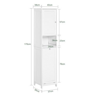 SoBuy BZR124-W Colonne de Salle de Bain avec Panier à Linge Amovible – 40 cm, Blanc