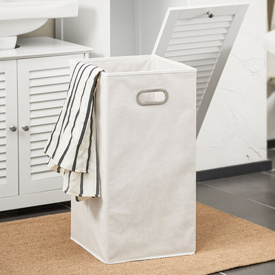 SoBuy BZR124-W Colonne de Salle de Bain avec Panier à Linge Amovible – 40 cm, Blanc