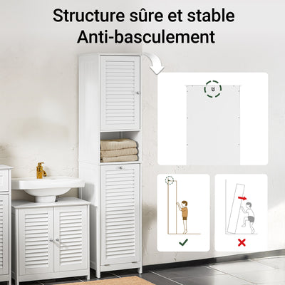 SoBuy BZR124-W Colonne de Salle de Bain avec Panier à Linge Amovible – 40 cm, Blanc
