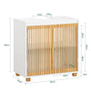 SoBuy BZR125-W Mobilier pentru baie sub lavoar, Mobilier sub chiuvetă cu 2 uși din bambus, Dulap de depozitare sub chiuvetă de bucătărie, L60 x P30 x H61 cm