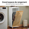 SoBuy BZR126-W Dulap de Baie cu Coș de Rufe – Dulap pentru Rufe, Economie de Spațiu – Unitate de Depozitare din Lemn, pentru Baie, WC de Oaspeți, Ușă din Bambus, 32x33x85 cm
