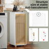 SoBuy BZR126-W Dulap de Baie cu Coș de Rufe – Dulap pentru Rufe, Economie de Spațiu – Unitate de Depozitare din Lemn, pentru Baie, WC de Oaspeți, Ușă din Bambus, 32x33x85 cm