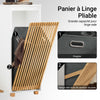 SoBuy BZR126-W Dulap de Baie cu Coș de Rufe – Dulap pentru Rufe, Economie de Spațiu – Unitate de Depozitare din Lemn, pentru Baie, WC de Oaspeți, Ușă din Bambus, 32x33x85 cm