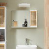 SoBuy BZR128-W Oglindă de baie cu raft, Comodă, Dulap de perete, Oglindă de perete, Mobilier de baie suspendat, Dulap de perete