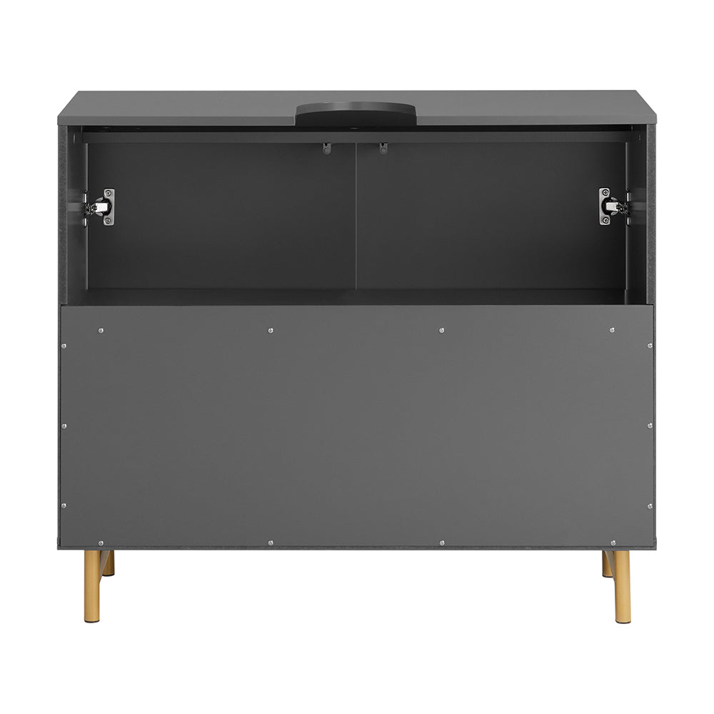 SoBuy BZR129-HG Meuble sous Lavabo, Meuble sous Vasque avec 2 Portes et 2 Étages, Meuble sur Pied de Salle de Bain, Placard Armoire