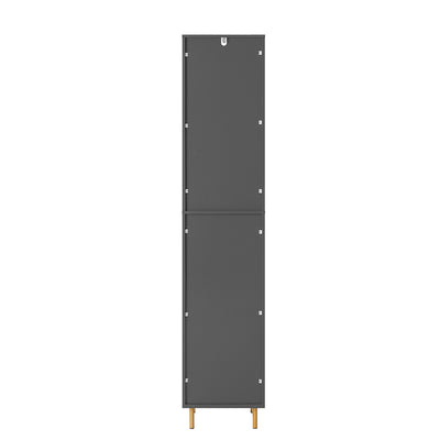 SoBuy BZR130-HG Meuble Colonne de Salle de Bain, Armoire Toilette Haute, Placard avec étagères réglables, et 3 niches Ouvertes