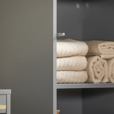 SoBuy BZR130-HG Meuble Colonne de Salle de Bain, Armoire Toilette Haute, Placard avec étagères réglables, et 3 niches Ouvertes