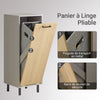 SoBuy BZR132-NG Meuble salle de bain avec panier à linge rabattable Armoire de salle de bain étroite avec pieds en métal & panier à linge amovible – Meuble buanderie en bois, Gris Naturel 31,5x86x30cm