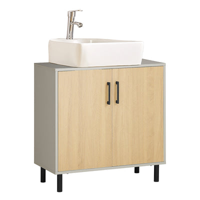 SoBuy BZR133-NG Meuble sous Lavabo, Meuble sous Vasque, Meuble Salle de Bain avec 2 Portes et 2 Étages, Placard de Rangement