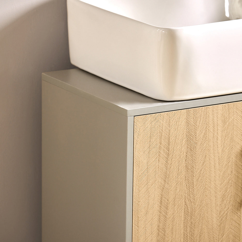 SoBuy BZR133-NG Meuble sous Lavabo, Meuble sous Vasque, Meuble Salle de Bain avec 2 Portes et 2 Étages, Placard de Rangement
