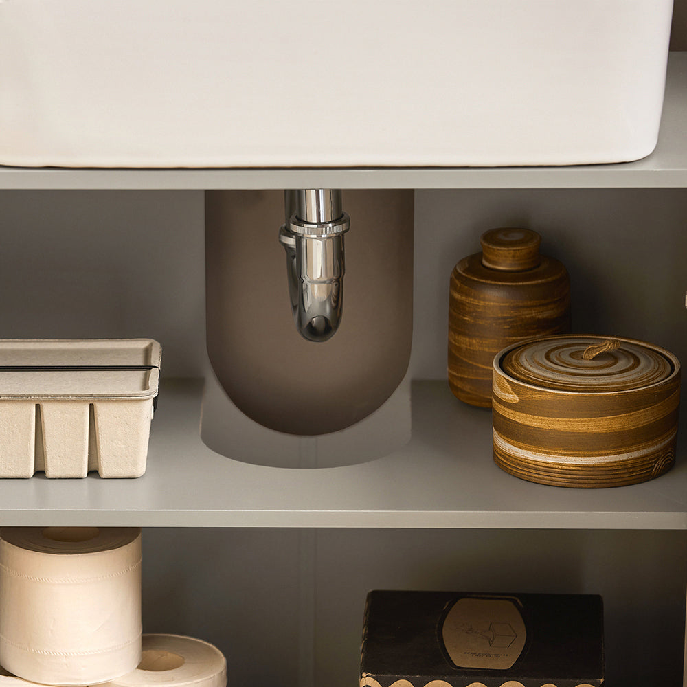 SoBuy BZR133-NG Meuble sous Lavabo, Meuble sous Vasque, Meuble Salle de Bain avec 2 Portes et 2 Étages, Placard de Rangement