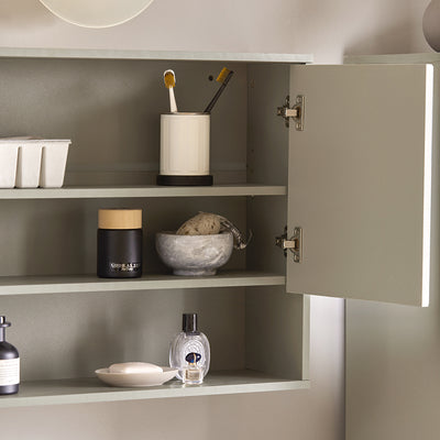 SoBuy BZR134-NG Armoire Murale de Salle de Bain avec Miroir, Meuble de Toilette Suspendue Placard de Rangement