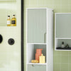 SoBuy BZR137-GR Dulap de baie înalt și îngust, cu coș de rufe, Mobilier de baie cu etajere, Spațiu de depozitare pentru toaletă, Alb și Verde 167x31x30cm