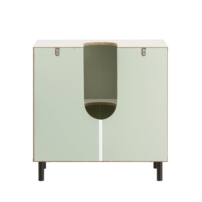 SoBuy BZR139-GR Meuble sous-lavabo 60 × 30 × 60 cm – 2 Portes, Tablette Réglable, Vert et Blanc