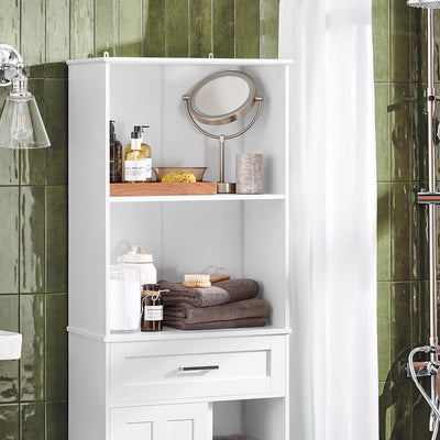 SoBuy BZR141-W Dulap de baie Mobilier de coloană Dulap de depozitare pentru baie Dulap înalt