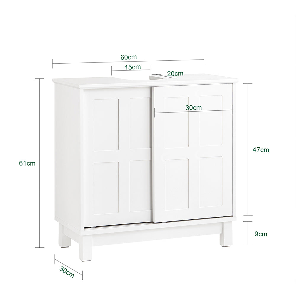 SoBuy BZR142-W Meuble Sous Lavabo Salle de Bain Meuble Sous Vasque Armoire de Rangement pour Vasque