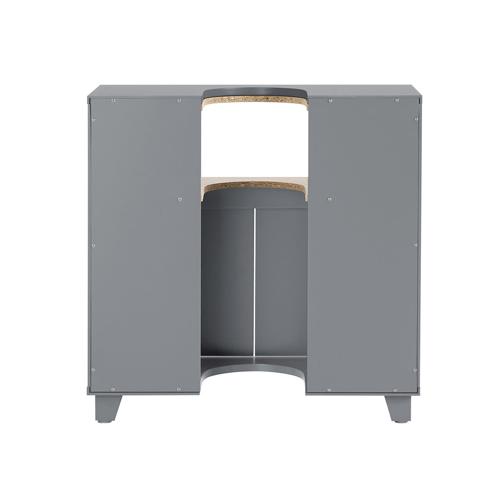 SoBuy BZR148-DG Meuble Sous Lavabo de Salle de Bain, Meuble Sous Vasque à 2 Portes