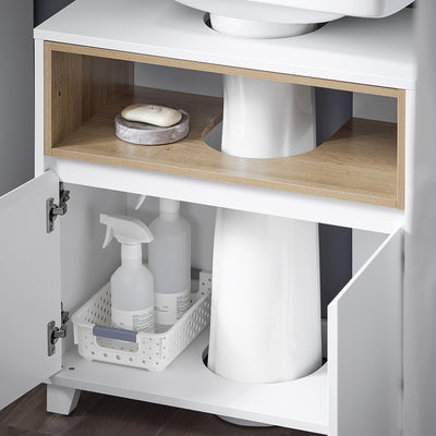 SoBuy BZR148-W Meuble Sous Lavabo de Salle de Bain, Meuble Sous Vasque à 2 Portes