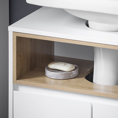 SoBuy BZR148-W Meuble Sous Lavabo de Salle de Bain, Meuble Sous Vasque à 2 Portes