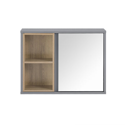SoBuy BZR149-DG Armoire Murale avec Miroir , Placard de Rangement Suspendu, Meuble Haut Salle de Bain avec Porte et 2 Compart