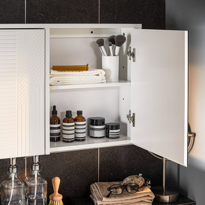 SoBuy BZR153-W Armoire Murale avec Miroir, Placard de Rangement , Meuble Haut avec 2 Portes, Étagères Réglables, 60x15x46 cm