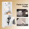 SoBuy BZR155-W Dulap înalt de baie cu coș de rufe – Dulap înalt și îngust cu uși și rafturi deschise – Dulap depozitare WC, Alb 60x30x171cm