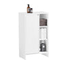 SoBuy BZR156-W Dulap de baie cu coș de rufe – Coloană de depozitare îngustă pentru WC cu ușă rabatabilă și rafturi deschise, 86x50x30cm, Alb
