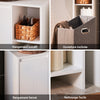 SoBuy BZR156-W Dulap de baie cu coș de rufe – Coloană de depozitare îngustă pentru WC cu ușă rabatabilă și rafturi deschise, 86x50x30cm, Alb