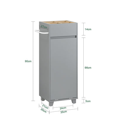 SoBuy BZR159-DG Dulap pentru rufe Dulap inferior pentru baie Coș pentru rufe Dulap de depozitare