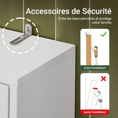 SoBuy BZR165-W Dulap baie, Dulap înalt, Dulap de depozitare WC, Dulap baie cu uși și rafturi reglabile pe 3 nivele, Dulap de depozitare deasupra WC-ului sau a mașinii de spălat, Alb, 65x182x20cm