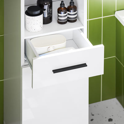 SoBuy BZR166-W Dulap de depozitare tip coloană, Dulap de depozitare îngust, 1 sertar, 2 uși și 2 rafturi reglabile