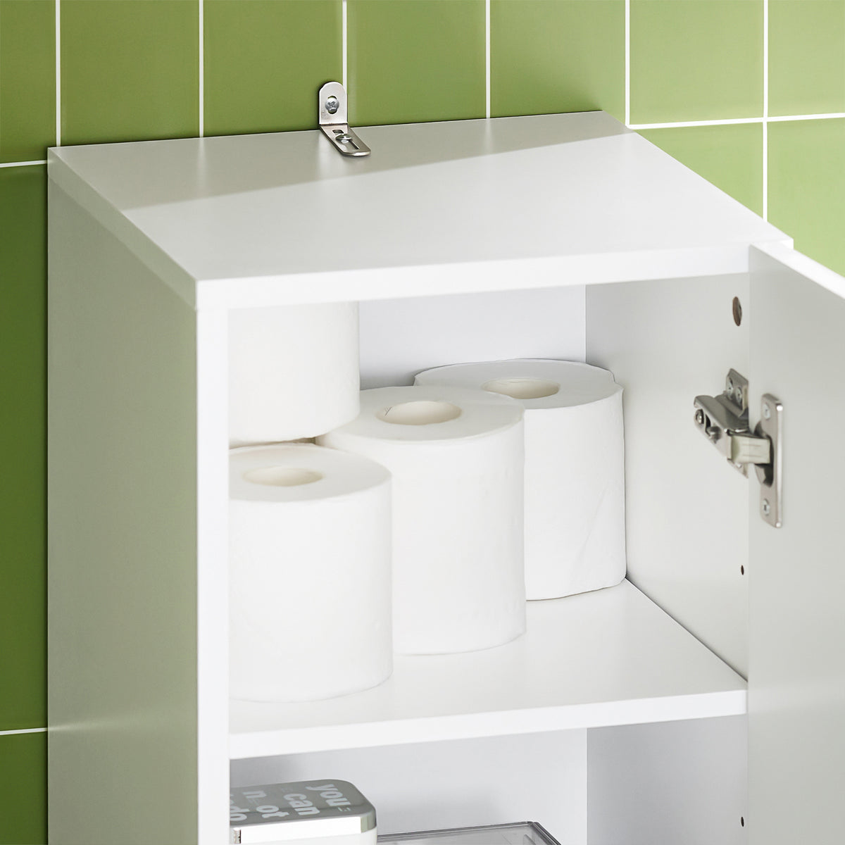 SoBuy BZR166-W Dulap de depozitare tip coloană, Dulap de depozitare îngust, 1 sertar, 2 uși și 2 rafturi reglabile