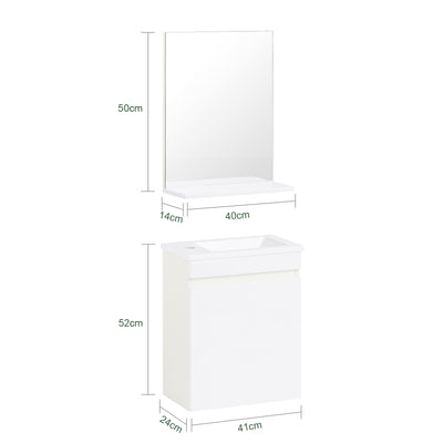 SoBuy BZR170-SET Meuble Suspendu pour Lavabo avec Miroir Meuble sous Vasque avec Miroir Ensemble de Lavabo en céramique