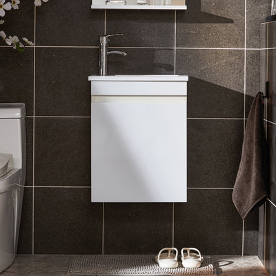 SoBuy BZR170-SET Meuble Suspendu pour Lavabo avec Miroir Meuble sous Vasque avec Miroir Ensemble de Lavabo en céramique