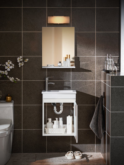 SoBuy BZR170-SET Meuble Suspendu pour Lavabo avec Miroir Meuble sous Vasque avec Miroir Ensemble de Lavabo en céramique