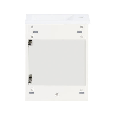 SoBuy BZR170-W Meuble Suspendu pour Lavabo Armoire de Salle de Bain avec Lavabo ，avec Vasque Ensemble de Lavabo en céramique