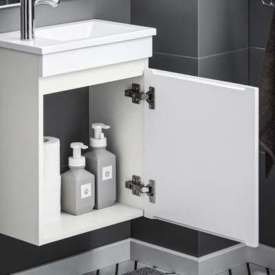 SoBuy BZR170-W Meuble Suspendu pour Lavabo Armoire de Salle de Bain avec Lavabo ，avec Vasque Ensemble de Lavabo en céramique