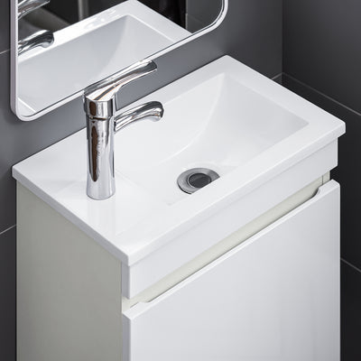 SoBuy BZR170-W Meuble Suspendu pour Lavabo Armoire de Salle de Bain avec Lavabo ，avec Vasque Ensemble de Lavabo en céramique