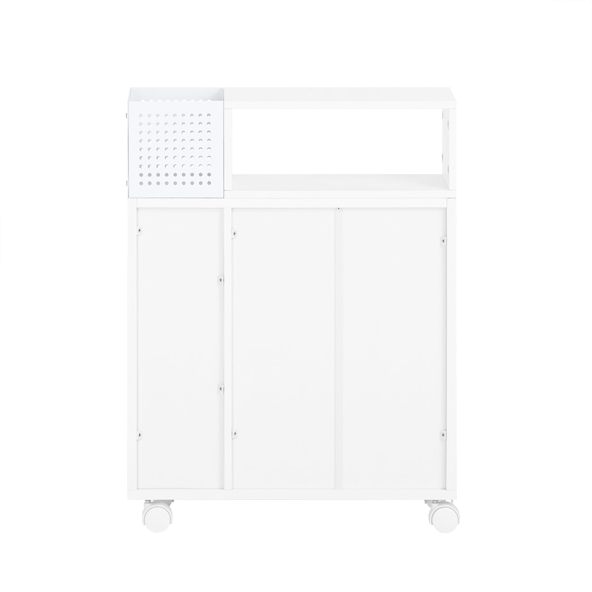 SoBuy BZR176-W Armoire Toilettes WC Support Papier Toilette, Armoire de Salle de Bain sur Roulettes, 2 Compartiments Ouverts