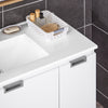 SoBuy BZR178-WN Dulap Suspendat pentru Chiuvetă, Dulap de Baie cu Lavoar, Set de Chiuvetă din Ceramică, 1 Sertar și 1 Ușă, Alb-Natur, 80x46x54cm