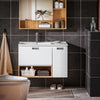 SoBuy BZR178-WN Dulap Suspendat pentru Chiuvetă, Dulap de Baie cu Lavoar, Set de Chiuvetă din Ceramică, 1 Sertar și 1 Ușă, Alb-Natur, 80x46x54cm