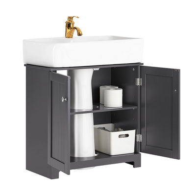 SoBuy BZR18-II-DG Meuble sous-Lavabo à 2 étages et 2 Portes Meuble de Rangement de Salle de Bain - L60cm x P30cm x H60cm