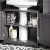 SoBuy BZR18-II-DG Dulap sub chiuvetă cu 2 etaje și 2 uși, Mobilier de depozitare pentru baie - L60cm x A30cm x H60cm