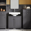 SoBuy BZR18-II-DG Dulap sub chiuvetă cu 2 etaje și 2 uși, Mobilier de depozitare pentru baie - L60cm x A30cm x H60cm