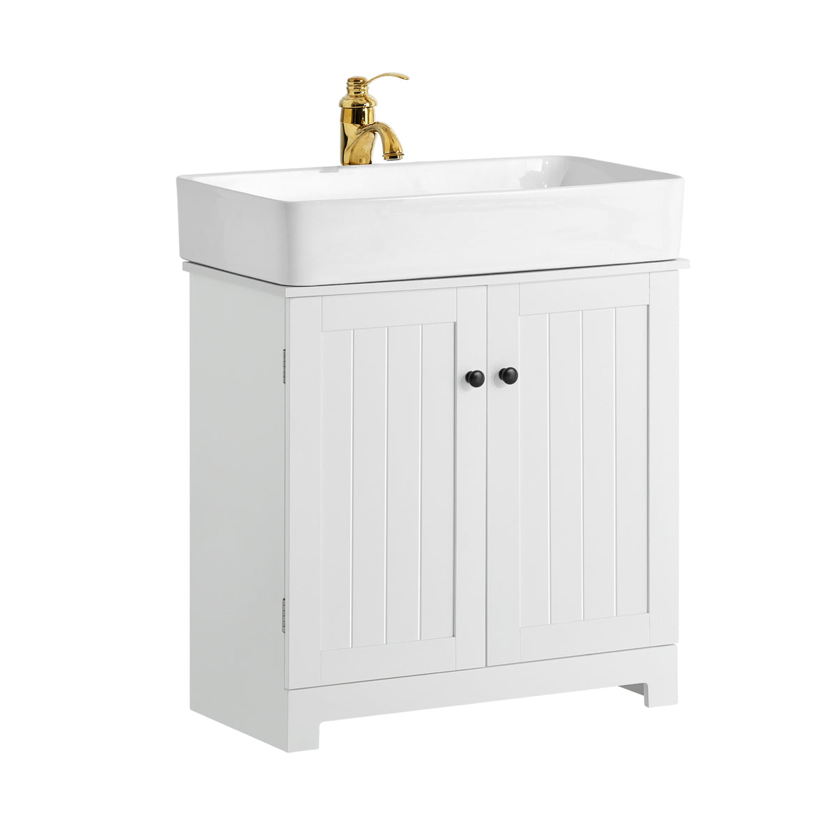 SoBuy BZR18-W Meuble sous lavabo Salle de Bain –Meuble sous Vasque avec Portes et étagère réglable – Meuble de Rangement de S