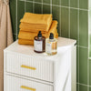 SoBuy BZR180-W Armoire à Linge, Corbeille à Linge, Meuble Bas de Salle de Bain sur Pieds, Armoire Toilette, Meuble de Rangement avec 1 Tiroir et 1 Panier à Linge Amovible, Blanc, 40x40x95cm