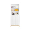 SoBuy BZR182-W Armoire de Salle de Bain Haute avec Sac à Linge, Colonne Meuble Salle de Bain avec 2 Portes, 2 Paniers à Linge Amovibles, 3 Compartiments Ouverts, 65x32x170 cm, Blanc