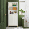 SoBuy BZR182-W Armoire de Salle de Bain Haute avec Sac à Linge, Colonne Meuble Salle de Bain avec 2 Portes, 2 Paniers à Linge Amovibles, 3 Compartiments Ouverts, 65x32x170 cm, Blanc