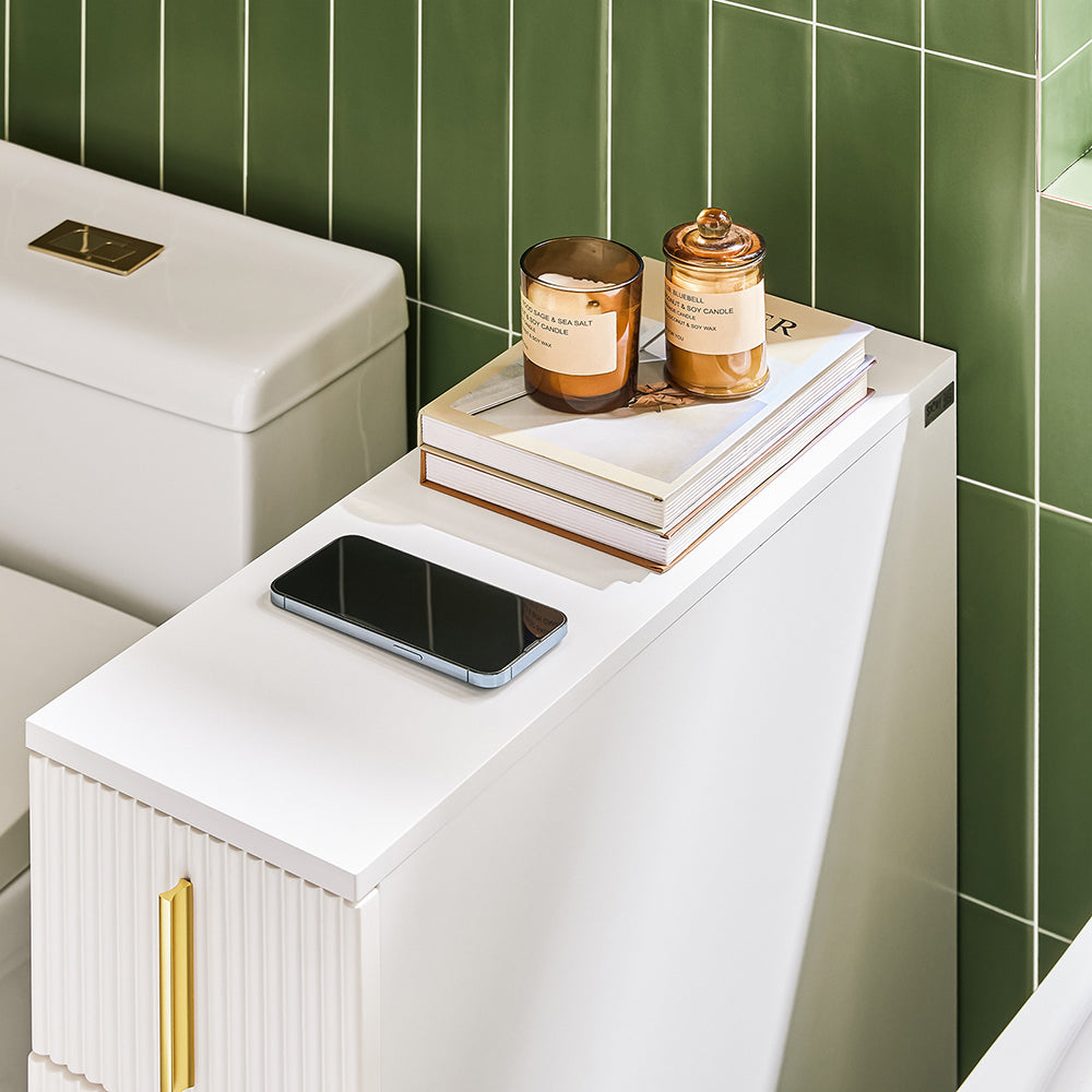 SoBuy BZR183-W Dulap toaletă Suport hârtie igienică Mobilier baie